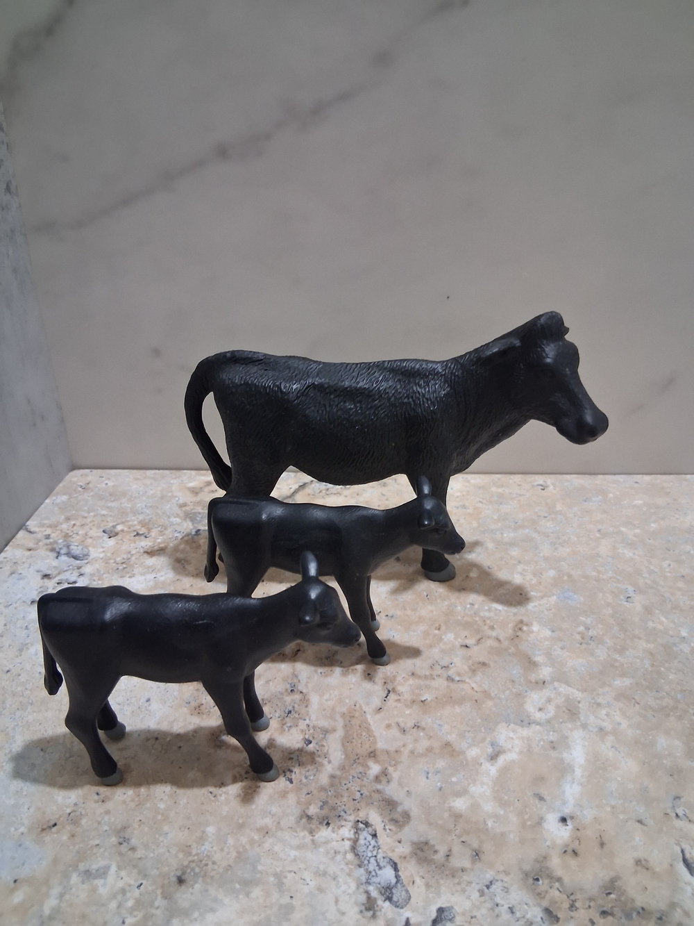 Black Decorative Cow Figurine Set - Home Art